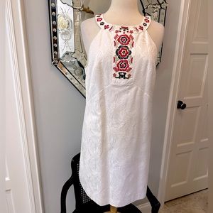 NWOT Shelli Segal Laundry White Sexy Classy Beautiful Dress w/adorned neck